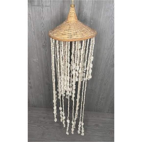 Large seashell wind chime handing macramé style decoration boho 45 inches - Picture 5 of 5